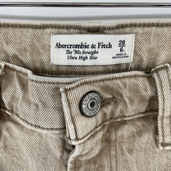 Abercrombie & Fitch Jeans Women Sz 28/6L Beige Tan 90s Relaxed Ultra-Rise 28x31 - Picture 3 of 11